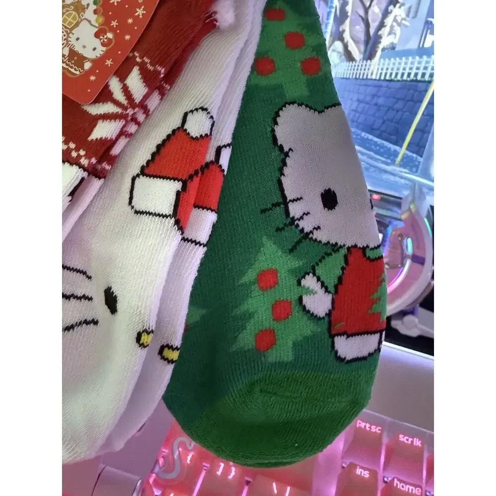 Hello Kitty Women's Christmas Holiday No Show Socks 3 Pack Pair 2024 Sanrio